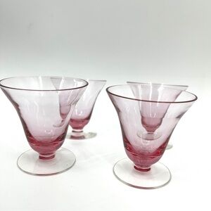 TIFFIN-FRANCISCAN Wisteria Pink Dessert Water Fruit Cocktail Glass Cups Set of 4